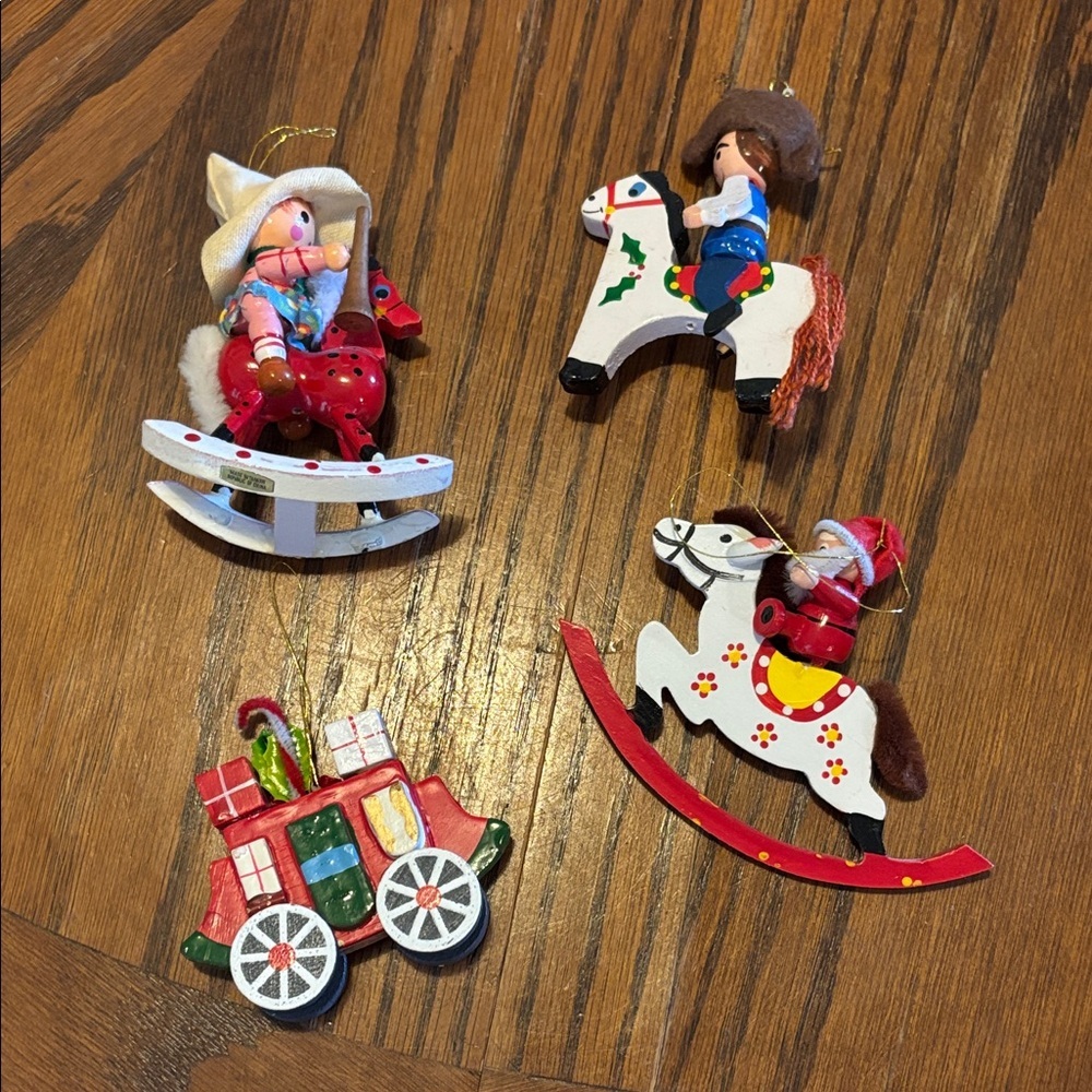 Vintage Wooden Cowboy Ornaments